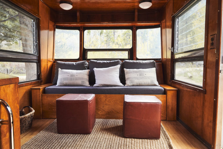 Seating area in guest camper