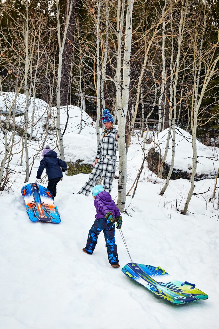 Kids sledding in Hope Valley