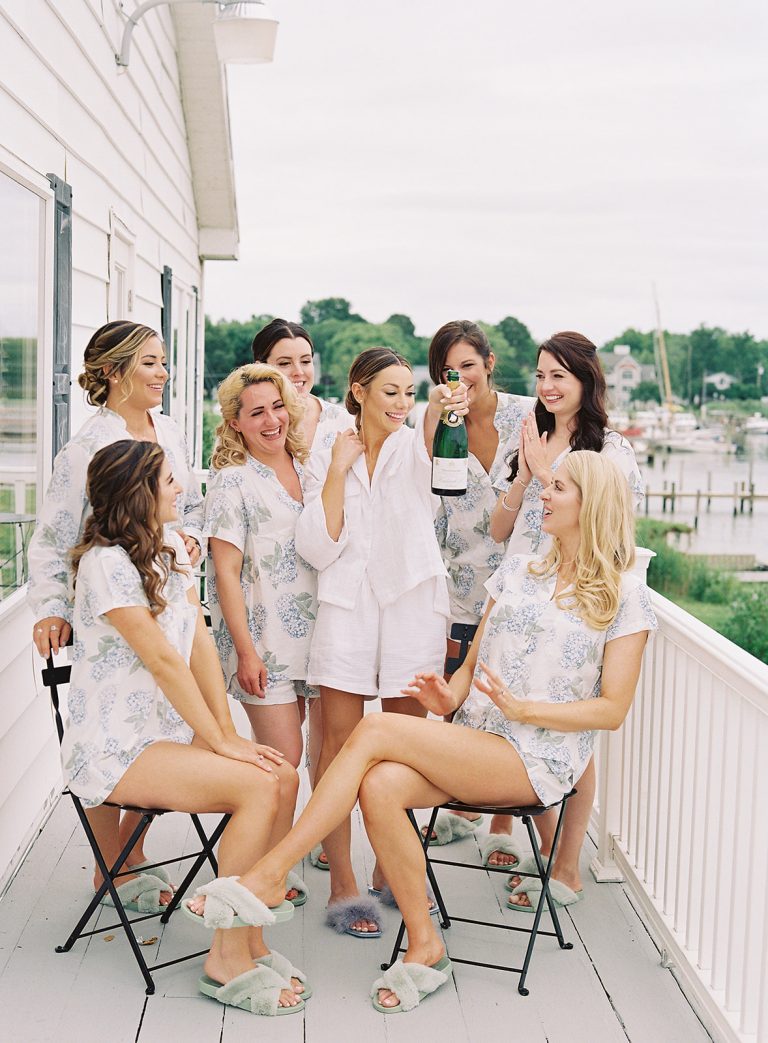 Bridal party getting ready before the wedding