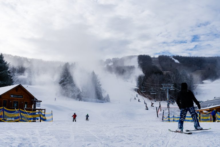 Ski slope with skiers