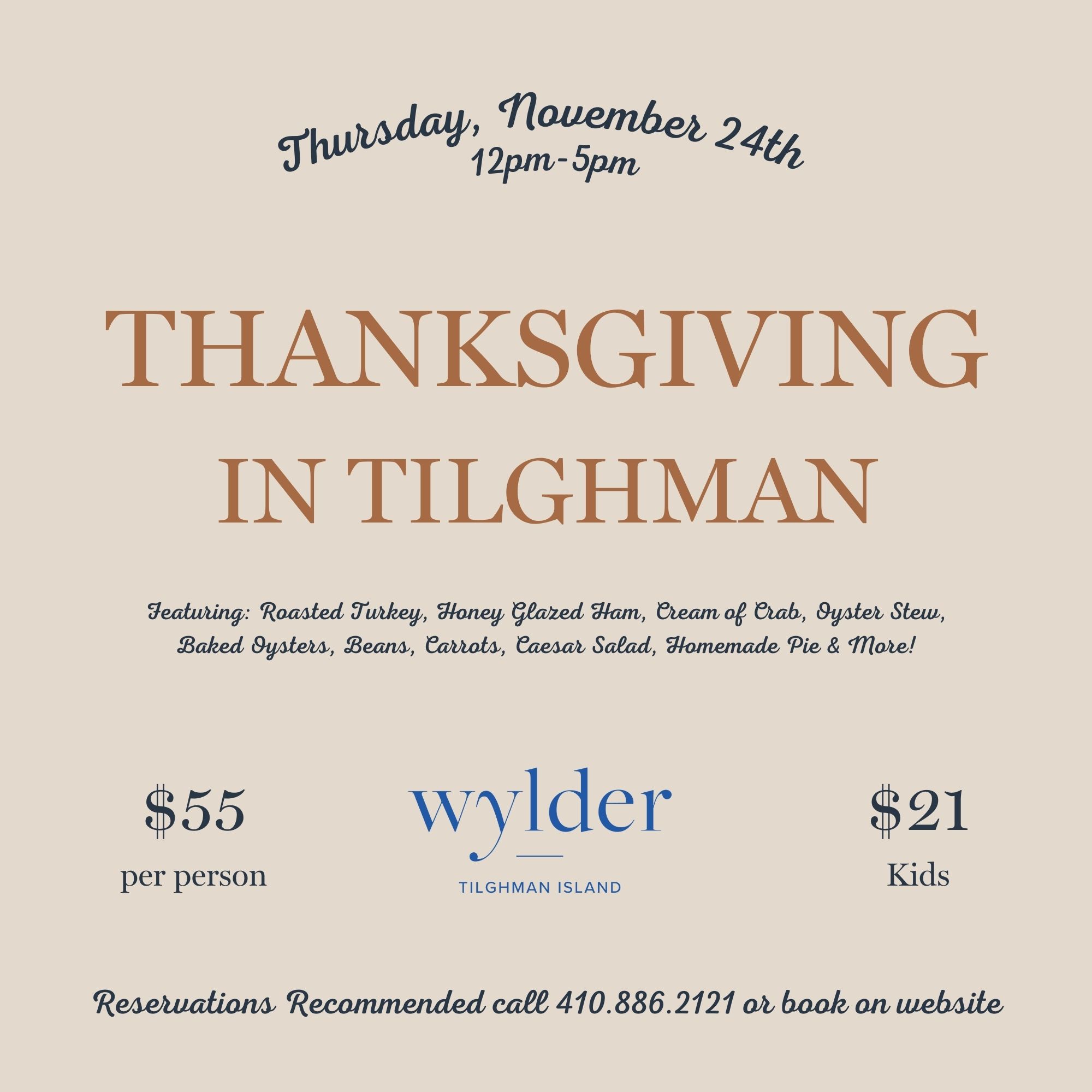 Thanksgiving in tilghman | wylder hotels