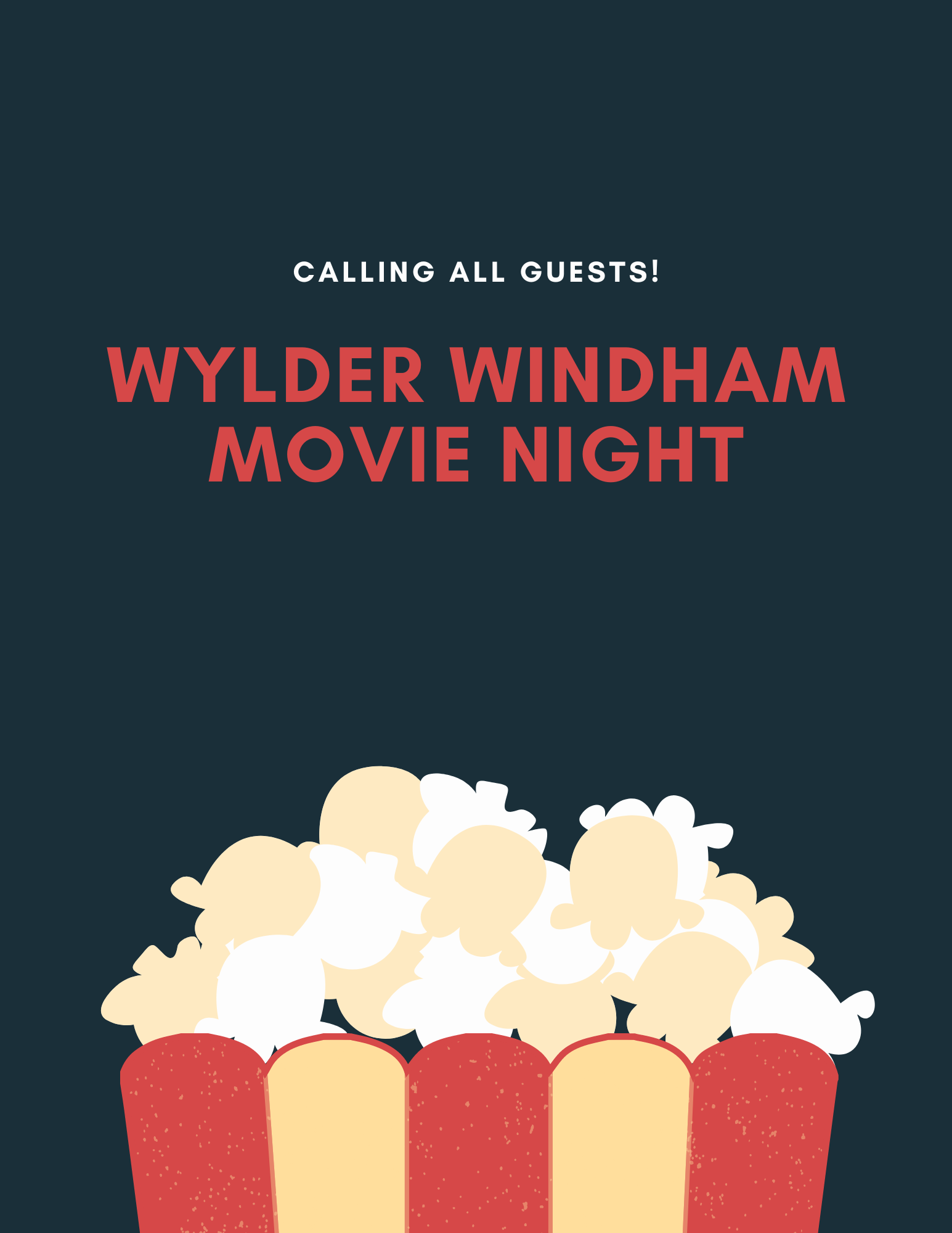 Dark Blue with Popcorn Graphic Movie Night Flyer (1)