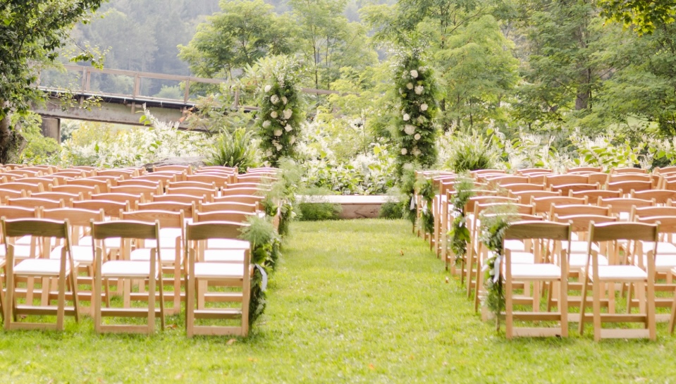 Outdoor ceremony setup at the yard