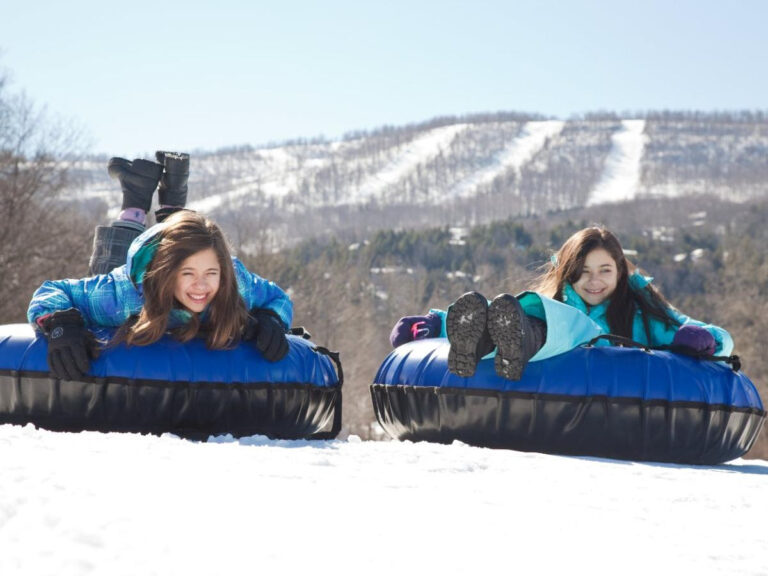 two kids tubing